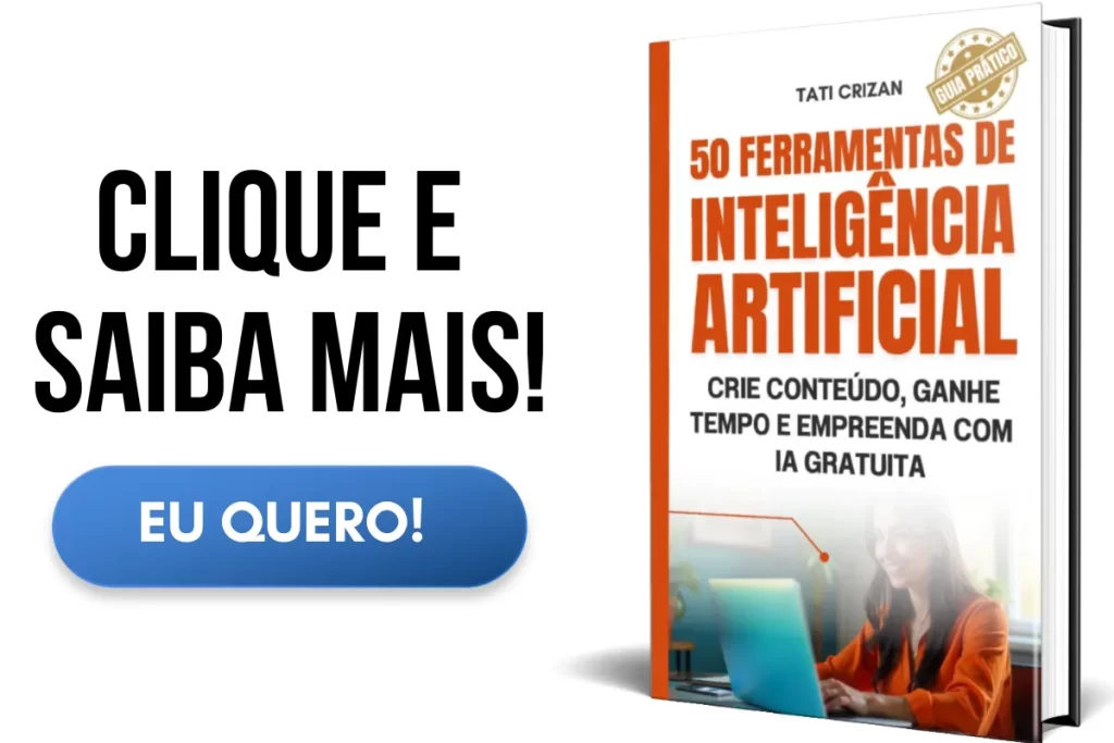 Capa 3D do eBook 50 ferramentas gratuitas de inteligência artificial - crie conteúdo, ganhe tempo e empreenda com IA gratuita
