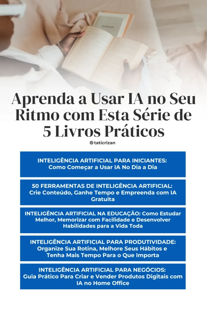 Mulher lendo um livro para aprender mais sobre os tipos de inteligência artificial